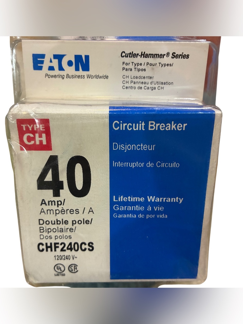 EATON Cutler-Hammer Series Type CHF240CS 40A Double Pole SEALED FACTORY PACKAGE